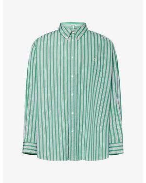 Loewe Striped Brand-Embroidered Cotton Shirt - Green