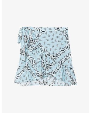 Zadig & Voltaire Jupiter Wrap Bandana-Print Woven Mini Skirt - Blue