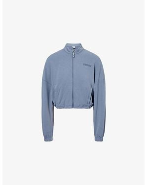 GYMSHARK Waffle Midi Zip-Up Stretch-Woven Track Jacket - Blue
