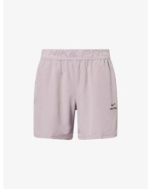 Nike Dri-Fit Logo-Waistband Stretch-Woven Shorts - Purple