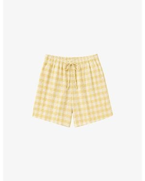 Ro&zo Cheesecloth-Check Cotton And Linen-Blend Shorts - Natural