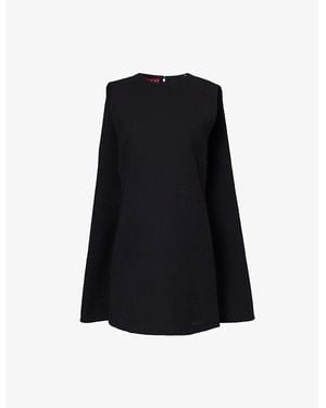 Gucci Brand-Embroidery Sleeveless Wool Mini Dress - Black