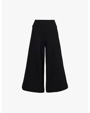 ME+EM High-Rise Wide-Leg Stretch-Jersey Trousers - Black