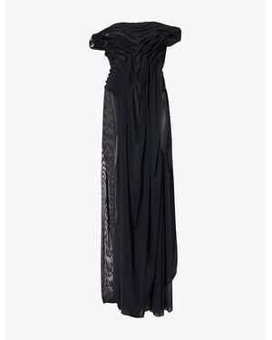 DI PETSA Wetlook Off-Shoulder Stretch-Woven Maxi Dress - Black