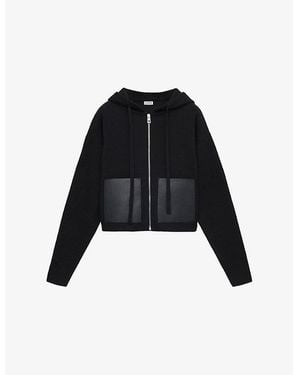 Loewe Hooded Patch-Pocket Wool Blend Hoody - Black