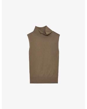 Reiss Harper Sleeveless Wool Top - Natural