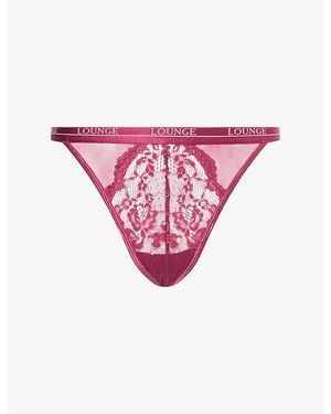 Lounge Underwear Blossom High-Rise Lace Thong - Pink