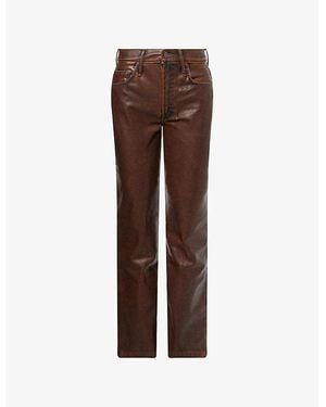 Mother The Insider Sneak Bootcut Faux-Leather Pants - Brown