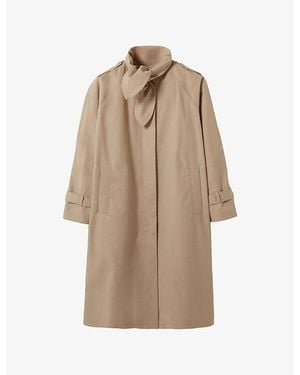 Claudie Pierlot Tie-Neck Side-Pocket Cotton Trench Coat - Natural