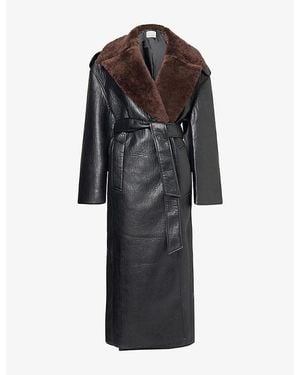 Frankie Shop Edra Belted Faux-Leather Trench Coat - Black