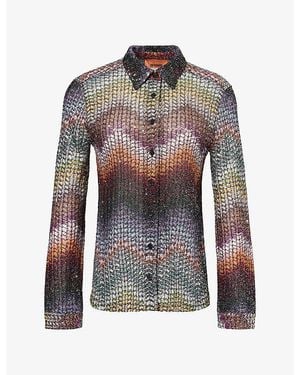 Missoni Long-Sleeve Metallic-Knit Shirt - Multicolour