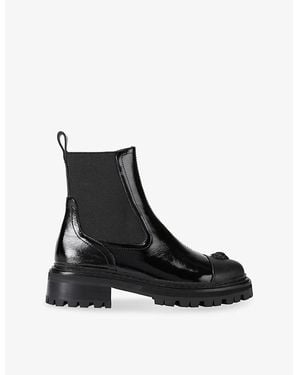 Kurt Geiger Sloane Patent-Leather Chelsea Boots - Black