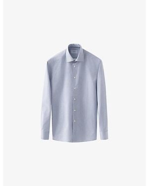 Eton Business Fine Striped Slim-Fit Signature Cotton-Twill Shirt - Blue
