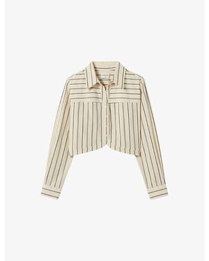 Claudie Pierlot Striped Cropped Cotton Shirt - Natural