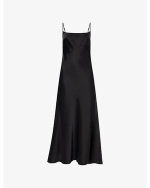 Theory Spaghetti-Strap Satin Slip Maxi Dress - Black
