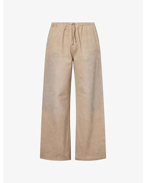 Acne Studios Plott Paint-Splatter Cotton-Twill Pants - Natural