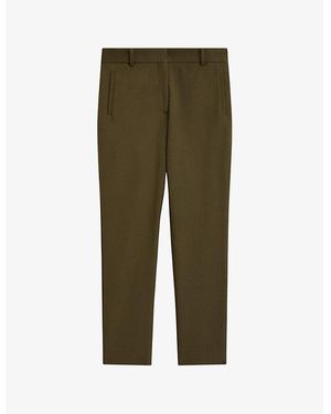 JOSEPH Eliston Cropped Mid-Rise Stretch-Woven Trousers - Green