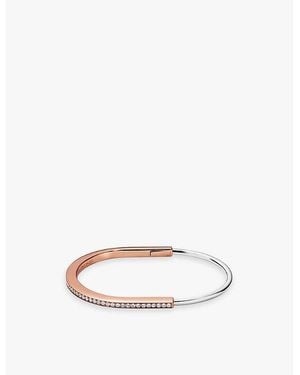 Tiffany & Co. Tiffany Lock Narrow 18Ct Rose- 18Ct- And 1.09Ct Diamond Bangle - White