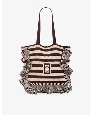 Sandro Striped Crochet Shoulder Bag - White