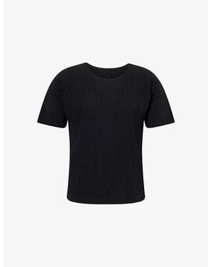 Homme Plissé Issey Miyake Basics Pleated Knitted T-Shirt - Black
