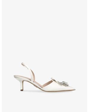 Rodo Dafne 55 Slingback Heeled Satin Mules - White