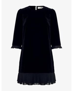 Phase Eight Elysia Pleated-Trim Velvet Mini Dress - Black