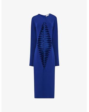 eem Laser-Cut Fitted Stretch-Woven Midi Dress - Blue