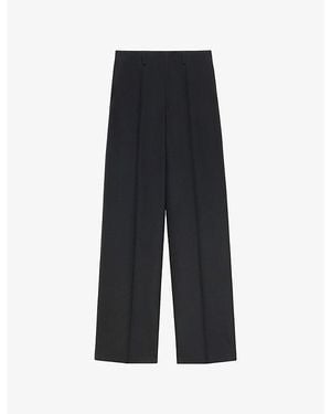 Marni Wide-Leg High-Rise Wool-Blend Trousers - Black