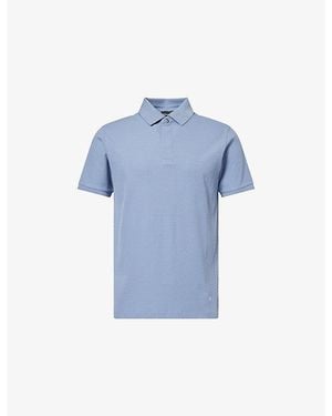 Emporio Armani Jacquard Weave Cotton Polo Shirt - Blue
