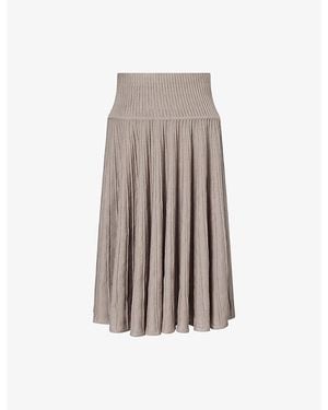 Alaïa Crinoline Ribbed Wool-Blend Midi Skirt - Brown