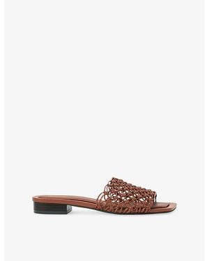 Reiss Mabel Faux-Leather Sandals - Brown