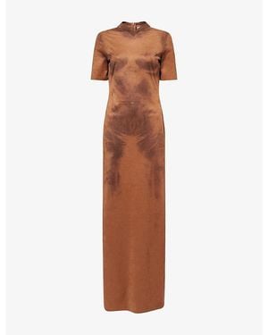 Acne Studios Dueda Printed Faux-Suede Maxi Dress - Brown