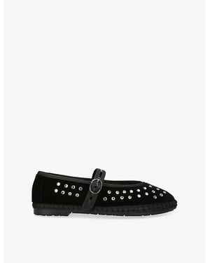 Flabelus Mae Crystal-Embellished Velvet Mary-Jane Shoes - Black