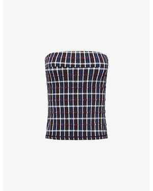 Peachy Den Cindy Bandeau Stretch-Woven Top - Blue