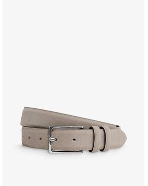 Reiss Dante Adjustable-Buckle Suede-Leather Belt - Grey