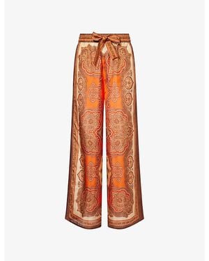 Zimmermann Mahon Relaxed Silk Pants - Orange