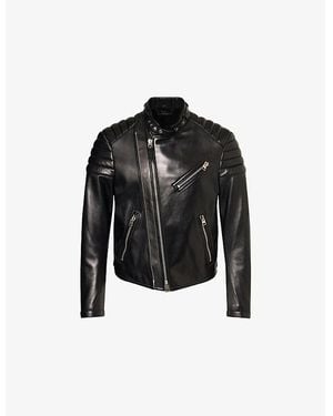 Tom Ford Paneled Zipped Leather Biker Jacket - Black