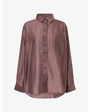 Reformation Eli Oversized Woven Shirt - Brown