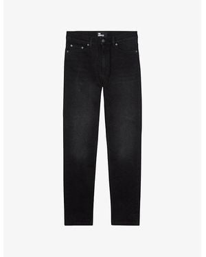 The Kooples Logo-Patch Slim-Leg Mid-Rise Stretch-Denim Jeans - Black
