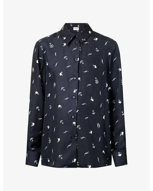 Weekend by Maxmara Printed Motif Silk Shirt - Blue
