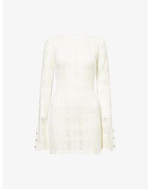 The Couture Club Scallop Cotton-Blend Knitted Mini Dress - White