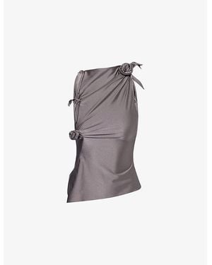 Coperni Flower Sleeveless Stretch-Woven Top - Grey