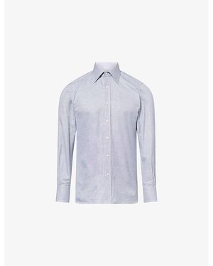 Tom Ford Slim-Fit Graphic-Pattern Cotton Shirt - Blue