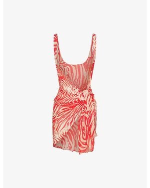 Skims Swim Cover-Ups Sheer Open-Front Sarong - Red
