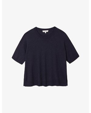 The White Company Short-Sleeved Knitted T-Shirt - Blue