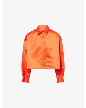 Frankie Shop Arlen Boxy Satin Shirt - Orange