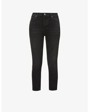 Agolde Riley High-Rise Straight-Leg Stretch-Denim Jeans - Black