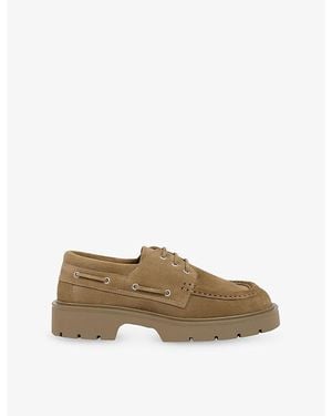 Sandro Lace-Up Suede Boat Shoes - Natural