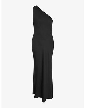OMNES Uma One-Shoulder Satin Maxi Dress - Black
