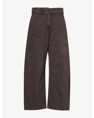 Magda Butrym Belted Barrel-Leg Denim Jeans - Gray